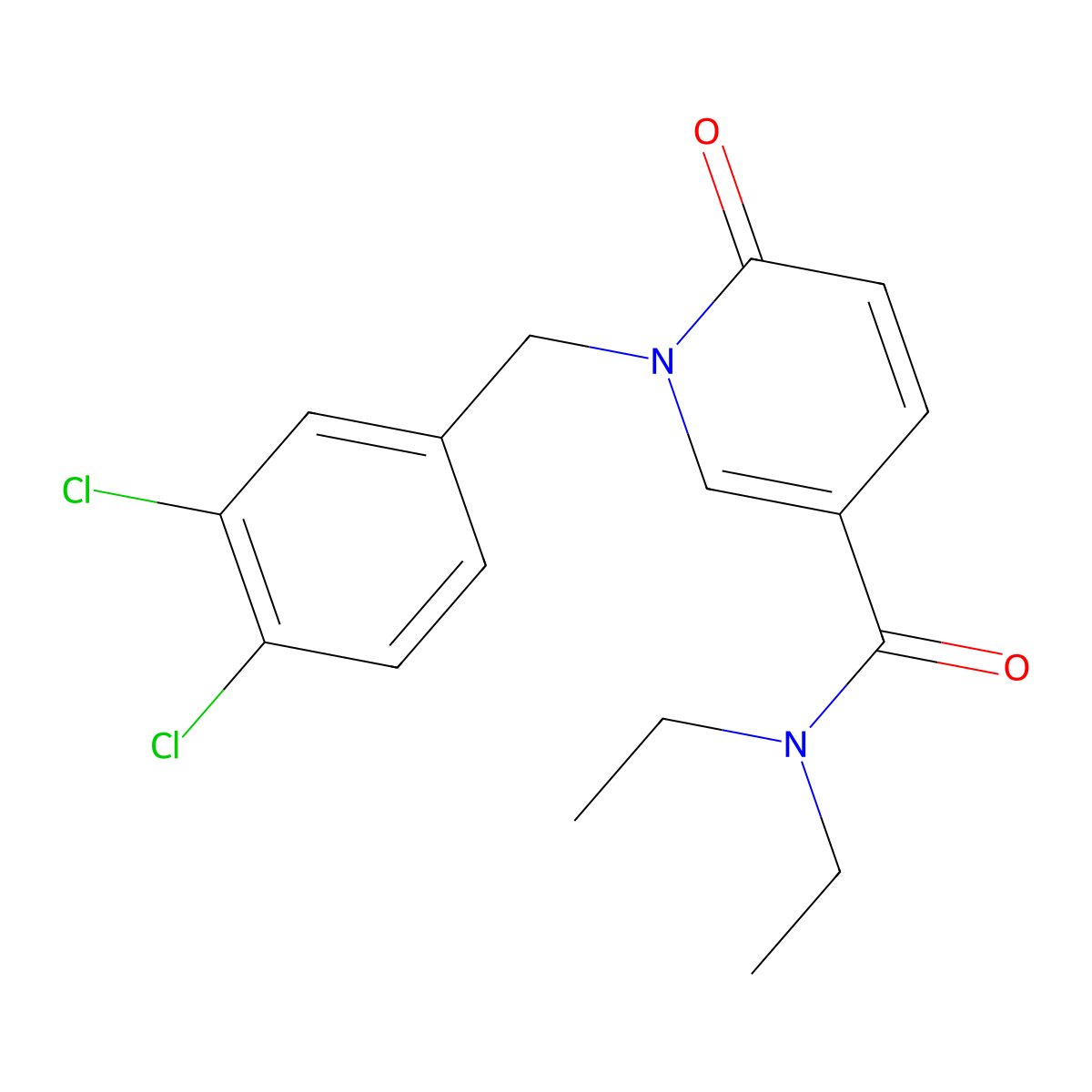 1-(3,4-dichlorobenzyl)-N,N-diethyl-6-oxo-1,6-dihydro-3-pyridinecarboxamide molecular structure, CAS 338781-30-9