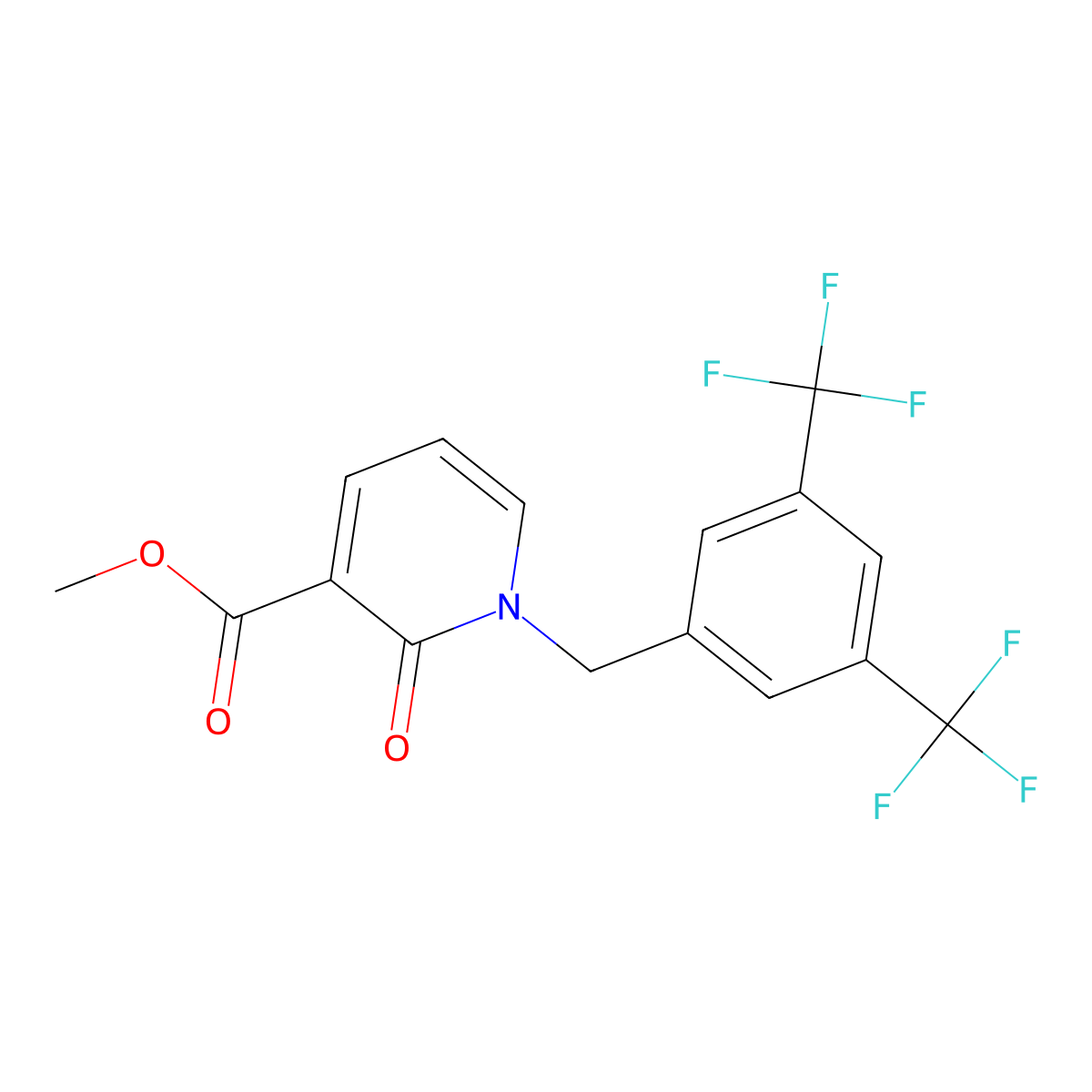 Methyl 1-(3,5-bis(trifluoromethyl)benzyl)-2-oxo-1,2-dihydro-3-pyridinecarboxylate molecular structure, CAS 338781-42-3