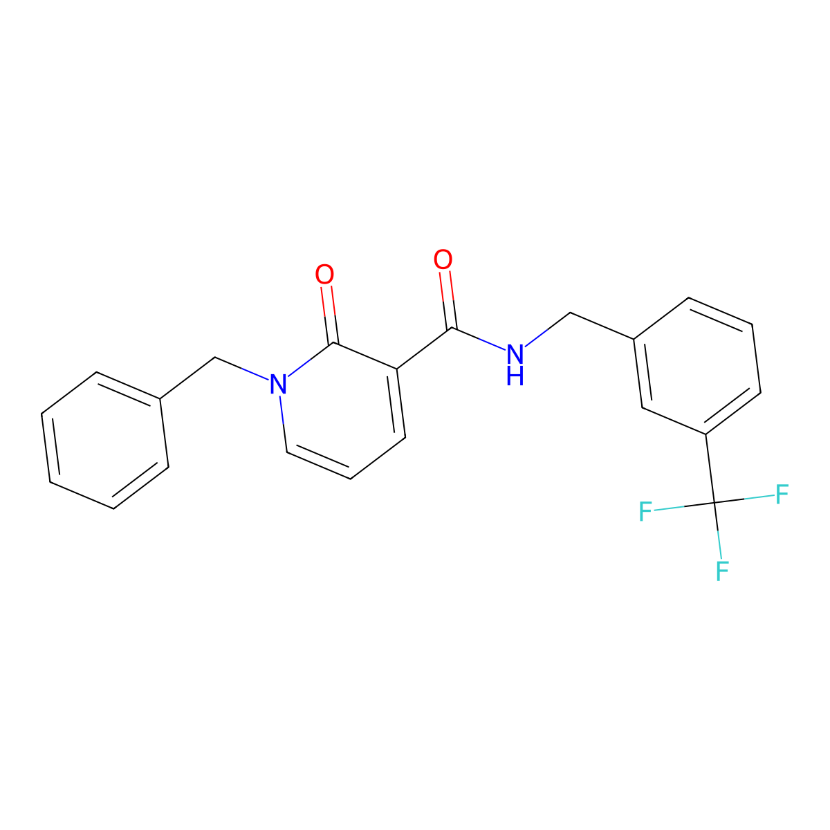 1-benzyl-2-oxo-N-[3-(trifluoromethyl)benzyl]-1,2-dihydro-3-pyridinecarboxamide molecular structure, CAS 338781-46-7