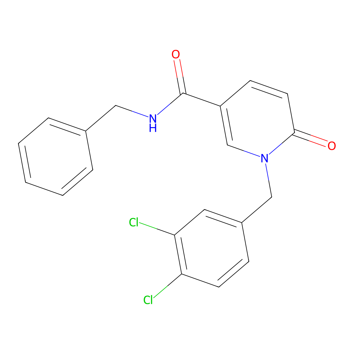 N-benzyl-1-(3,4-dichlorobenzyl)-6-oxo-1,6-dihydro-3-pyridinecarboxamide molecular structure, CAS 338781-51-4