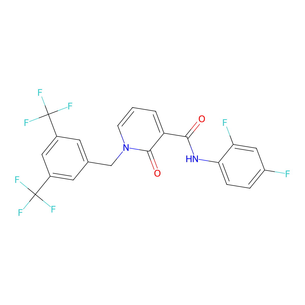 1-(3,5-Bis(trifluoromethyl)benzyl)-N-(2,4-difluorophenyl)-2-oxo-1,2-dihydro-3-pyridinecarboxamide molecular structure, CAS 338781-90-1