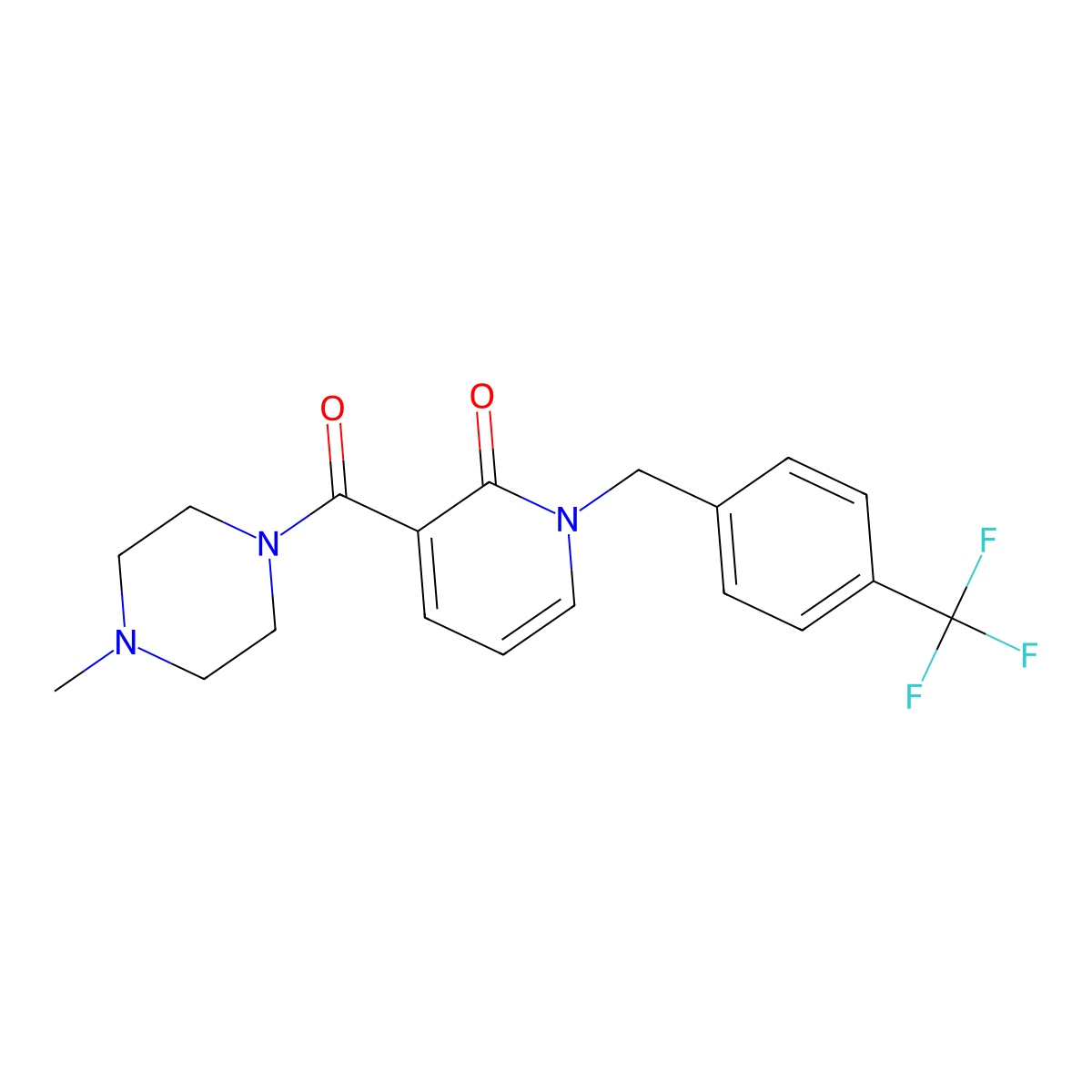 3-((4-Methylpiperazino)carbonyl)-1-(4-(trifluoromethyl)benzyl)-2(1H)-pyridinone molecular structure, CAS 338782-11-9