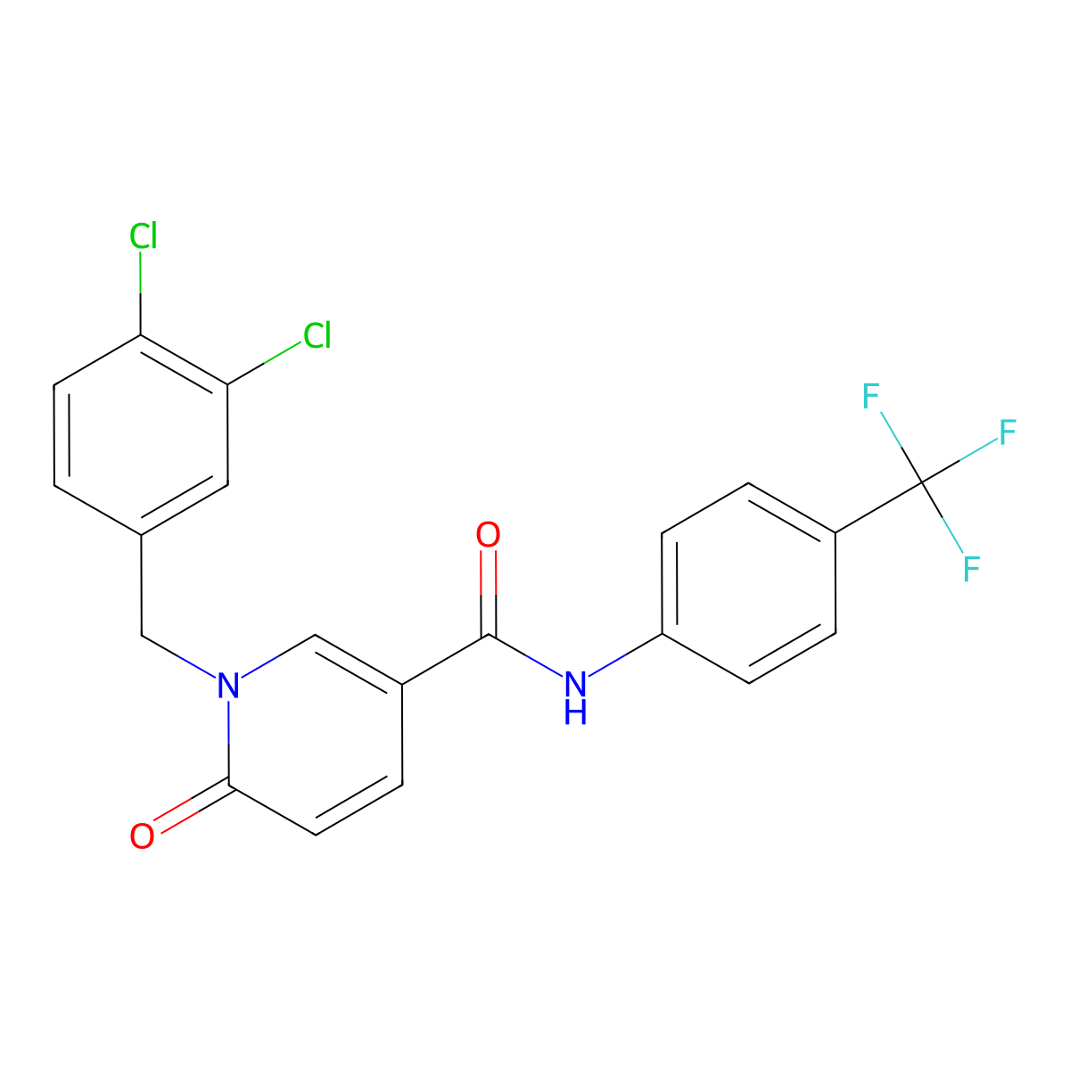 1-[(3,4-dichlorophenyl)methyl]-6-oxo-N-[4-(trifluoromethyl)phenyl]pyridine-3-carboxamide molecular structure, CAS 338782-51-7