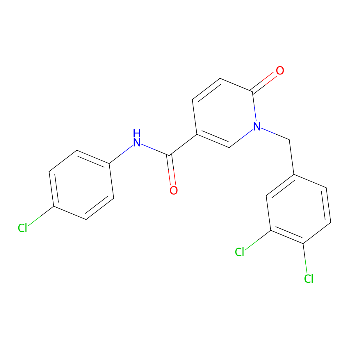 N-(4-chlorophenyl)-1-(3,4-dichlorobenzyl)-6-oxo-1,6-dihydro-3-pyridinecarboxamide molecular structure, CAS 338782-55-1