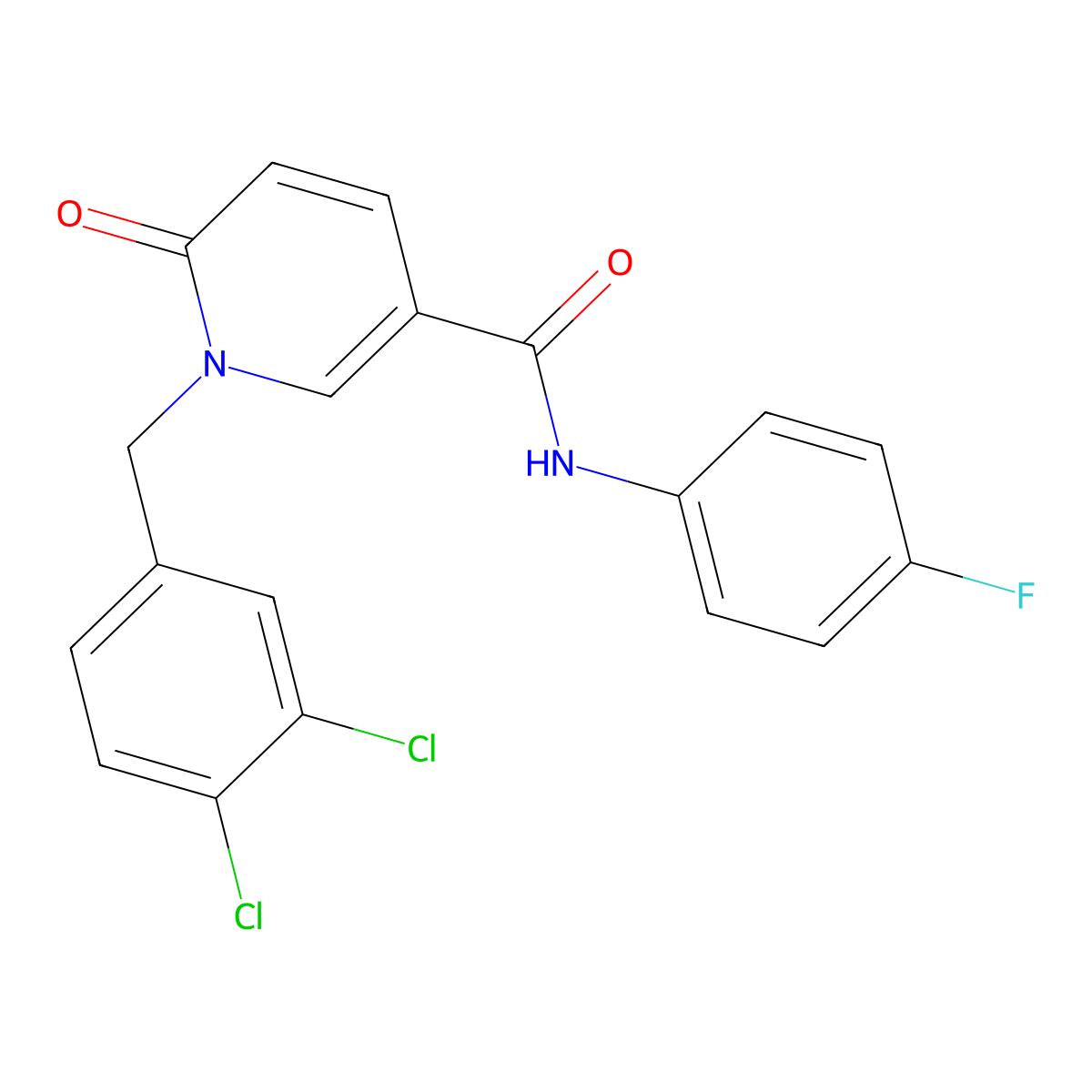 1-(3,4-dichlorobenzyl)-N-(4-fluorophenyl)-6-oxo-1,6-dihydro-3-pyridinecarboxamide molecular structure, CAS 338782-63-1
