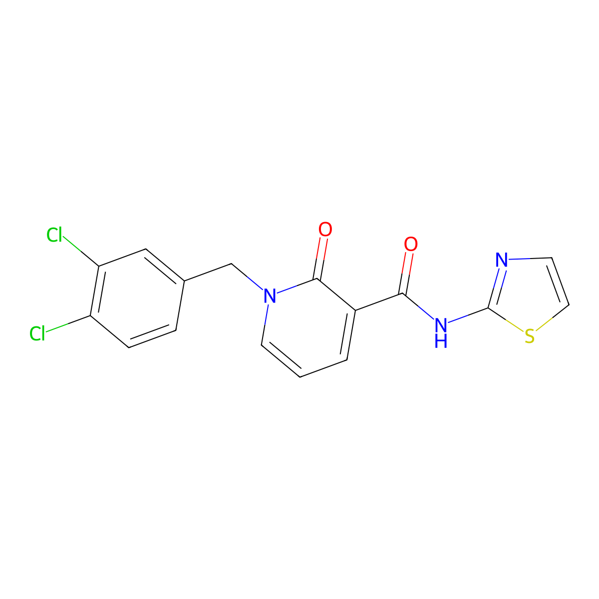 1-(3,4-dichlorobenzyl)-2-oxo-N-(1,3-thiazol-2-yl)-1,2-dihydro-3-pyridinecarboxamide molecular structure, CAS 338782-87-9