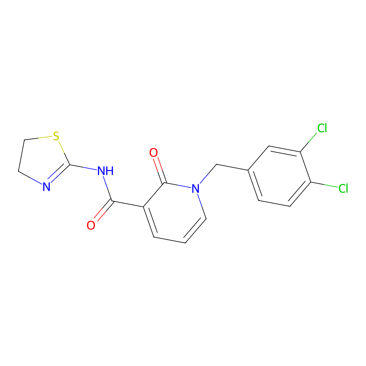 1-(3,4-dichlorobenzyl)-N-(4,5-dihydro-1,3-thiazol-2-yl)-2-oxo-1,2-dihydro-3-pyridinecarboxamide molecular structure, CAS 338782-99-3