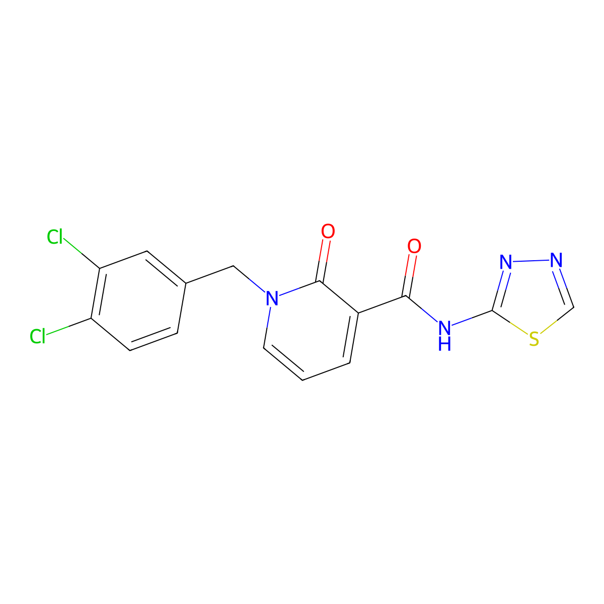 1-(3,4-dichlorobenzyl)-2-oxo-N-(1,3,4-thiadiazol-2-yl)-1,2-dihydro-3-pyridinecarboxamide molecular structure, CAS 338783-11-2