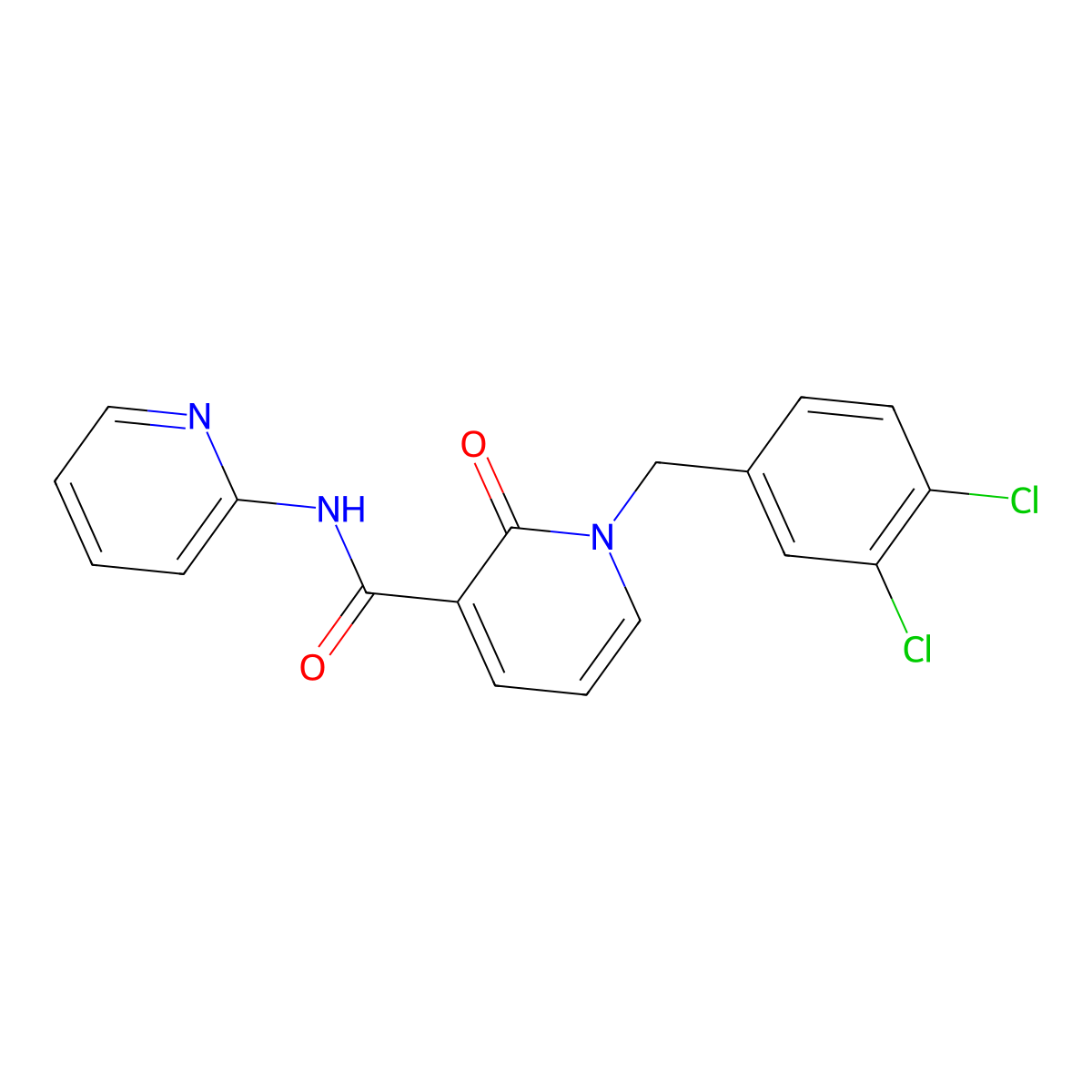 1-(3,4-dichlorobenzyl)-2-oxo-N-(2-pyridinyl)-1,2-dihydro-3-pyridinecarboxamide molecular structure, CAS 338783-15-6