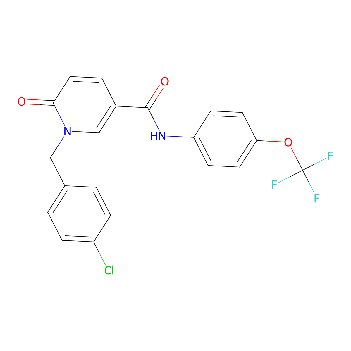 1-((4-Chlorophenyl)methyl)-1,6-dihydro-6-oxo-N-(4-(trifluoromethoxy)phenyl)-3-pyridinecarboxamide molecular structure, CAS 338783-27-0
