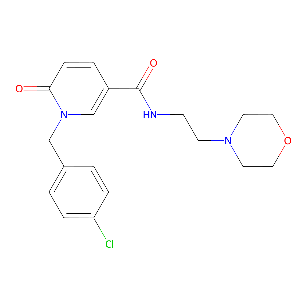 1-(4-chlorobenzyl)-N-(2-morpholinoethyl)-6-oxo-1,6-dihydro-3-pyridinecarboxamide molecular structure, CAS 338783-35-0