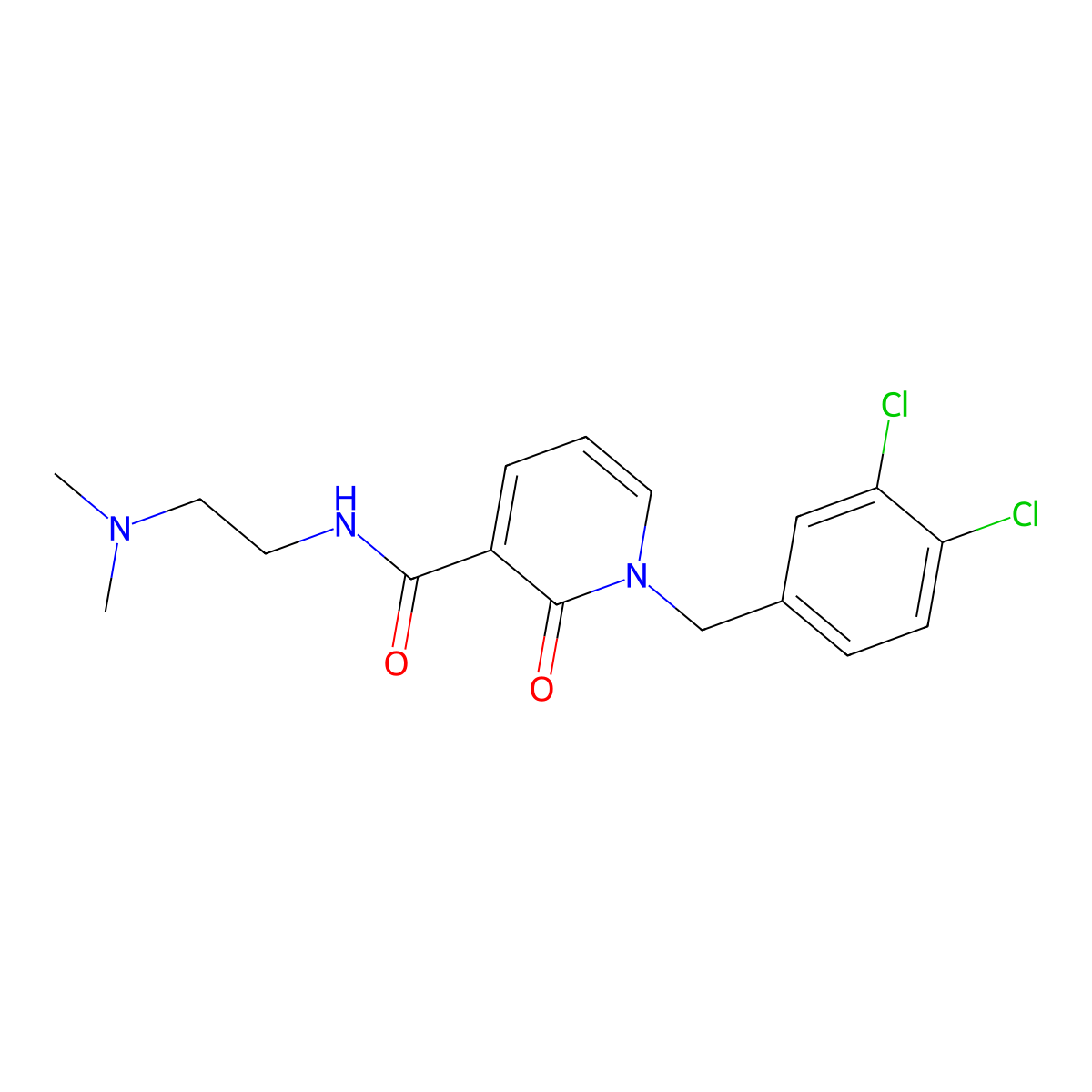 1-(3,4-dichlorobenzyl)-N-[2-(dimethylamino)ethyl]-2-oxo-1,2-dihydro-3-pyridinecarboxamide molecular structure, CAS 338783-51-0