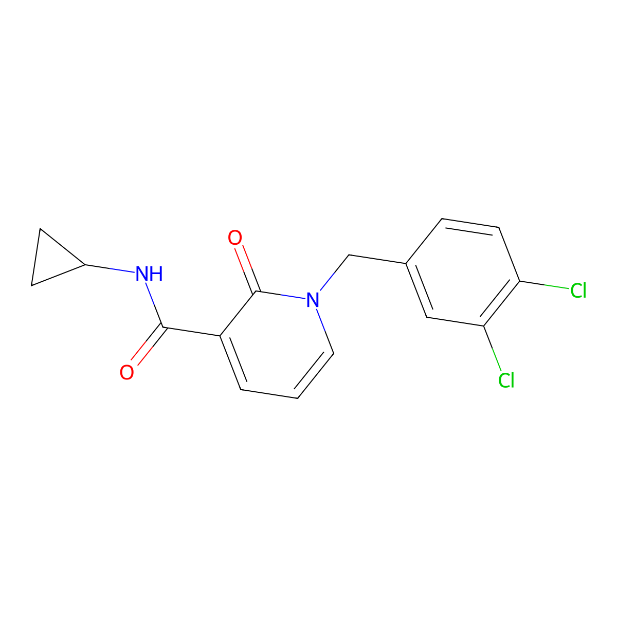 N-cyclopropyl-1-[(3,4-dichlorophenyl)methyl]-2-oxopyridine-3-carboxamide molecular structure, CAS 338783-55-4