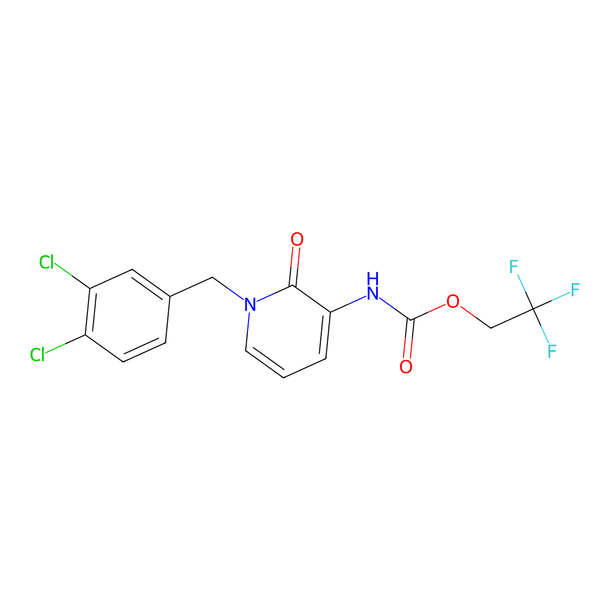2,2,2-trifluoroethyl N-[1-(3,4-dichlorobenzyl)-2-oxo-1,2-dihydro-3-pyridinyl]carbamate molecular structure, CAS 338783-83-8