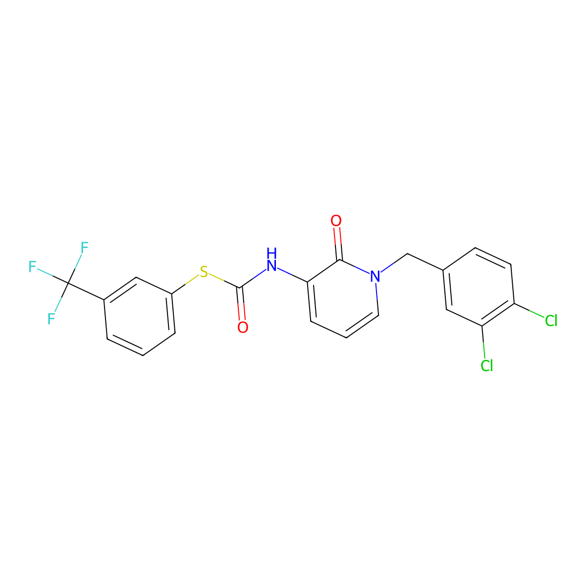 S-[3-(trifluoromethyl)phenyl] N-[1-(3,4-dichlorobenzyl)-2-oxo-1,2-dihydro-3-pyridinyl]carbamothioate molecular structure, CAS 338783-87-2