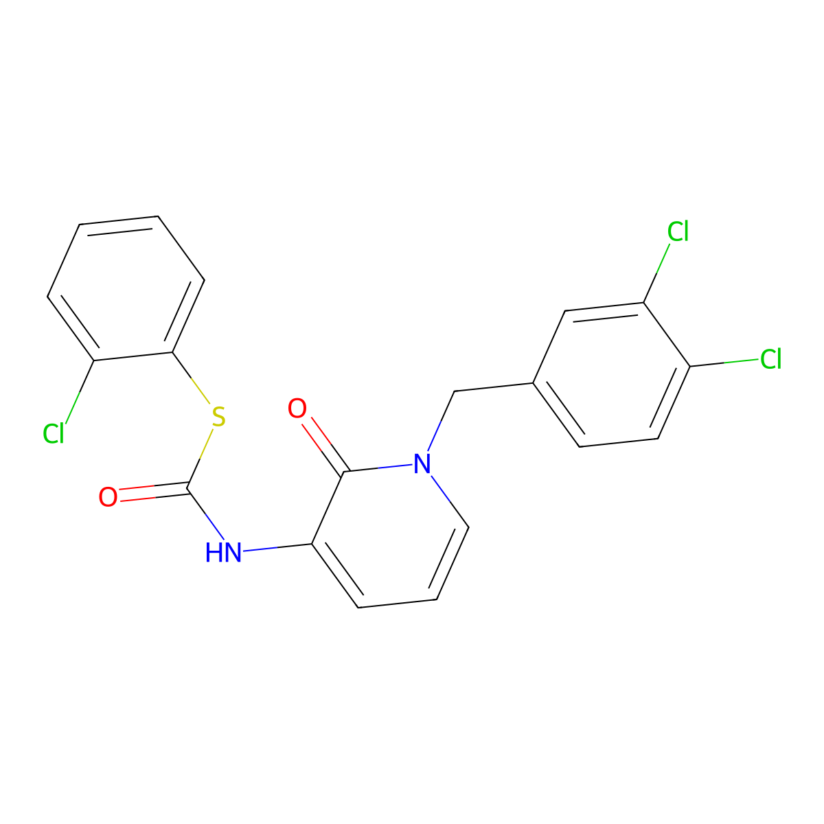 S-(2-chlorophenyl) N-[1-(3,4-dichlorobenzyl)-2-oxo-1,2-dihydro-3-pyridinyl]carbamothioate molecular structure, CAS 338783-91-8