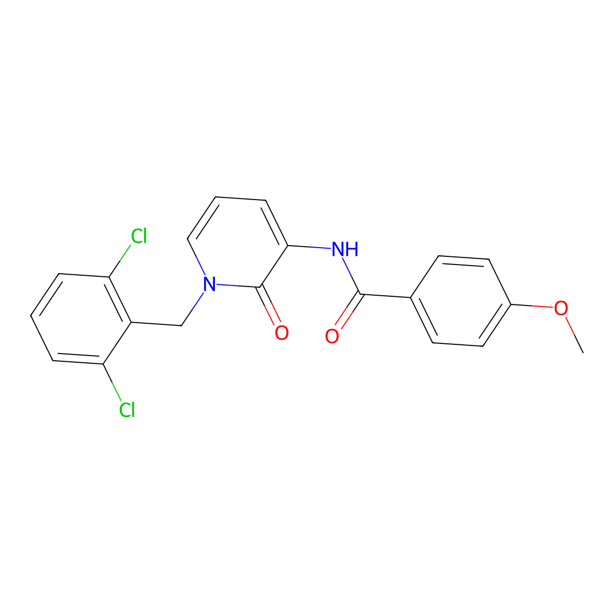 N-[1-(2,6-dichlorobenzyl)-2-oxo-1,2-dihydro-3-pyridinyl]-4-methoxybenzenecarboxamide molecular structure, CAS 338784-55-7