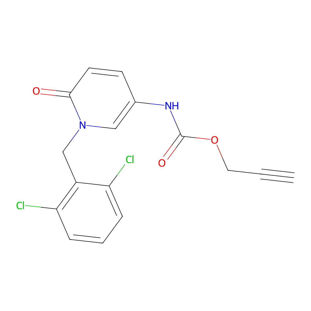 2-propynyl N-[1-(2,6-dichlorobenzyl)-6-oxo-1,6-dihydro-3-pyridinyl]carbamate molecular structure, CAS 338784-67-1