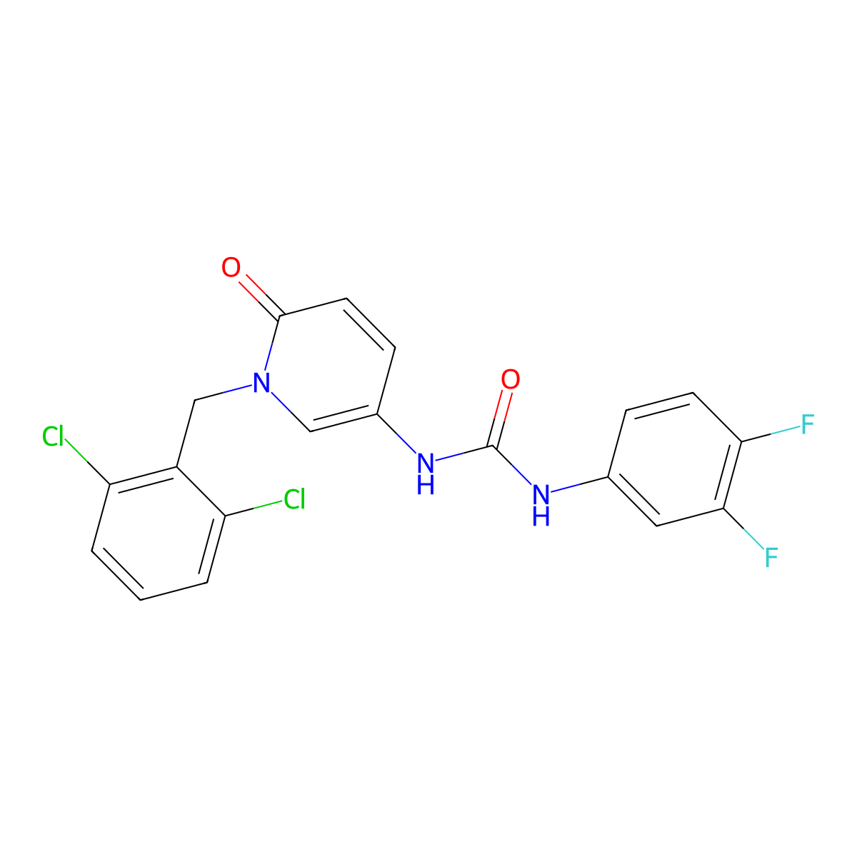 N-[1-(2,6-dichlorobenzyl)-6-oxo-1,6-dihydro-3-pyridinyl]-N'-(3,4-difluorophenyl)urea molecular structure, CAS 338784-71-7