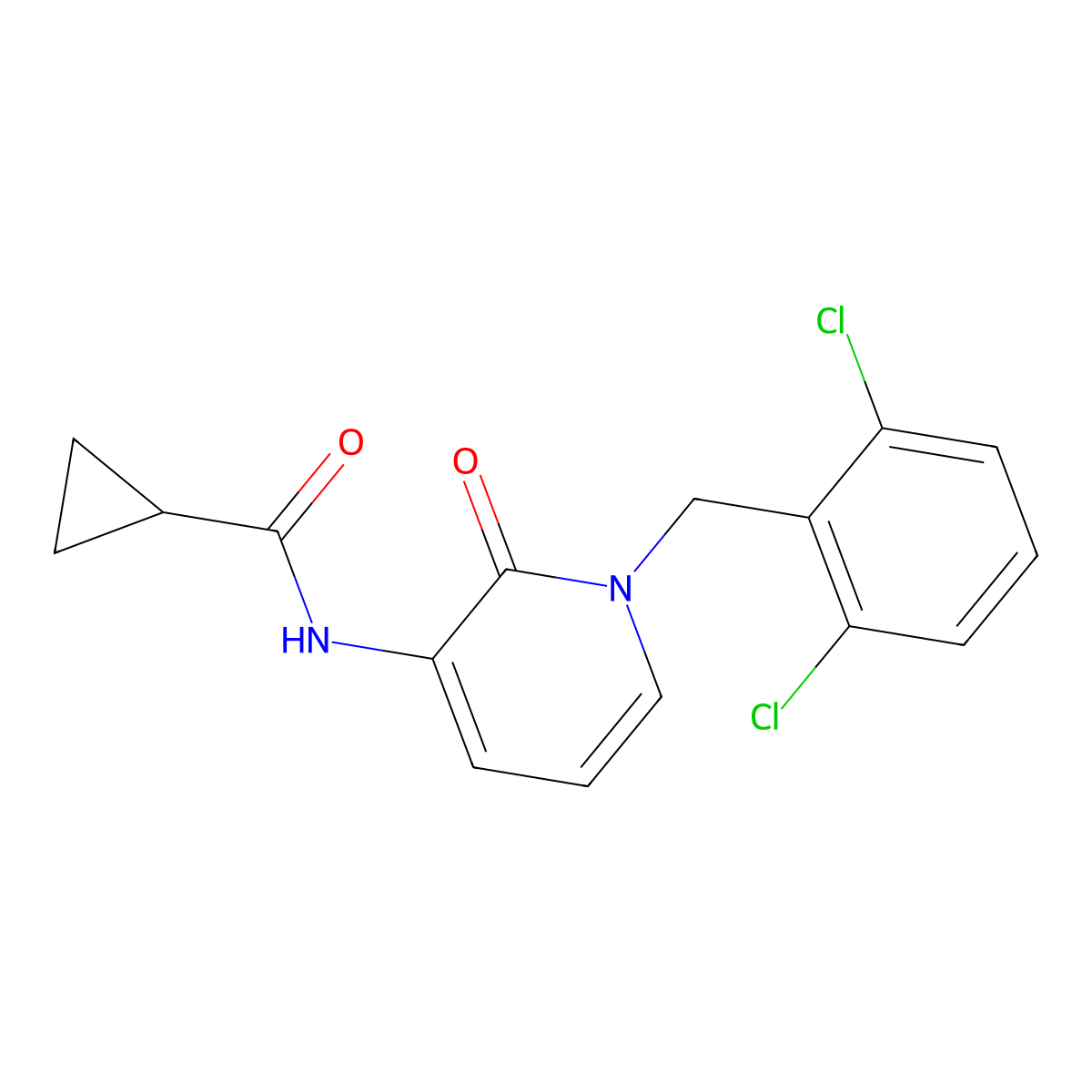 N-[1-(2,6-dichlorobenzyl)-2-oxo-1,2-dihydro-3-pyridinyl]cyclopropanecarboxamide molecular structure, CAS 338784-75-1