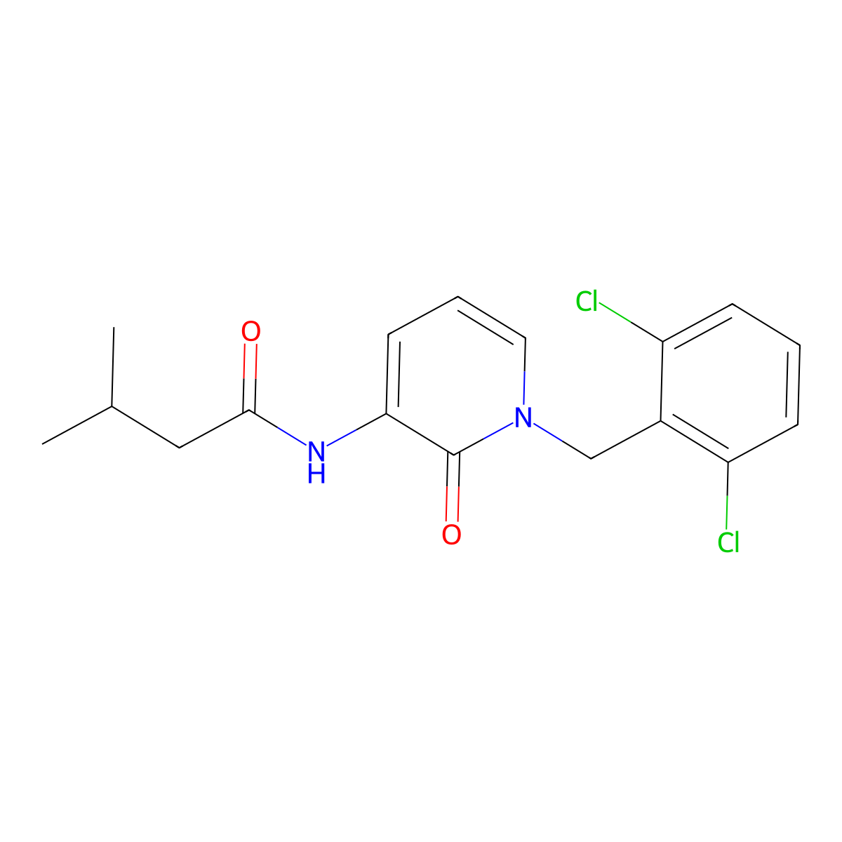 N-[1-(2,6-dichlorobenzyl)-2-oxo-1,2-dihydro-3-pyridinyl]-3-methylbutanamide molecular structure, CAS 338784-83-1