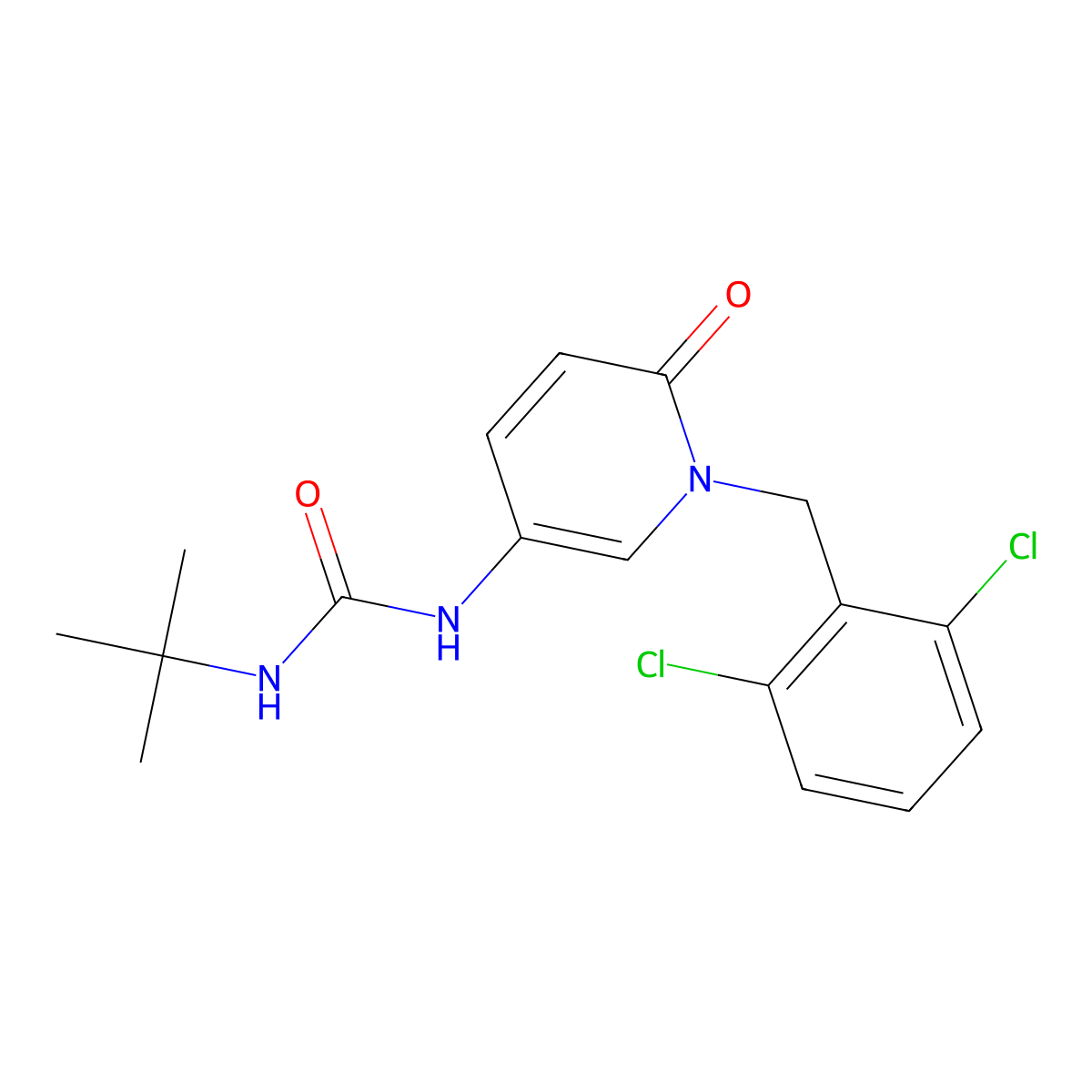 N-(tert-butyl)-N'-[1-(2,6-dichlorobenzyl)-6-oxo-1,6-dihydro-3-pyridinyl]urea molecular structure, CAS 338784-99-9