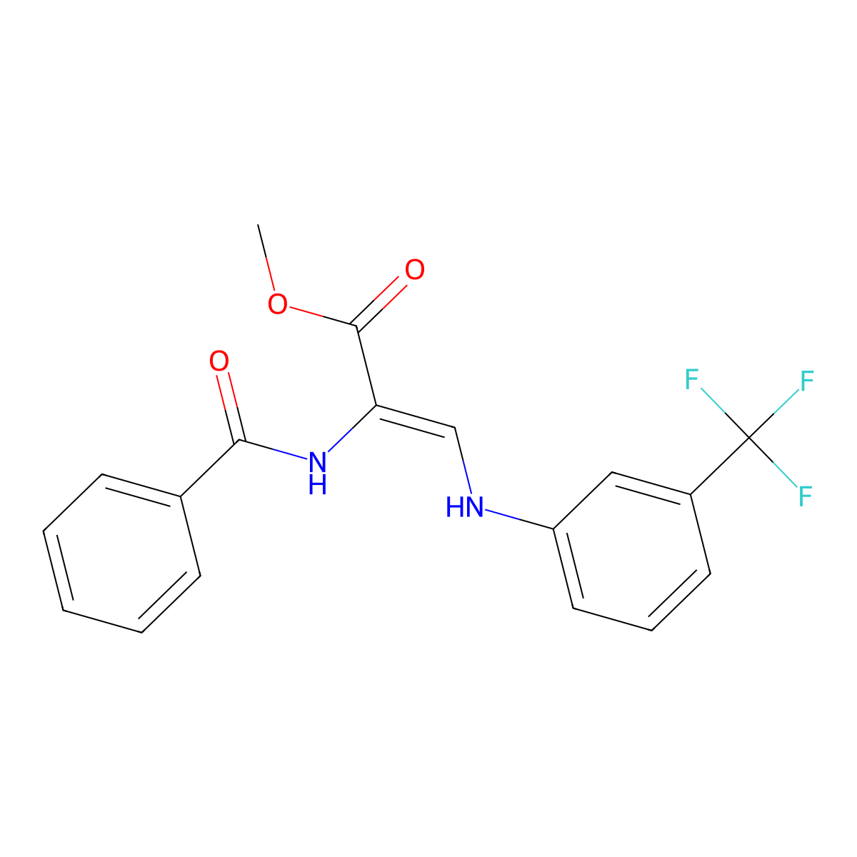 Methyl 2-(benzoylamino)-3-[3-(trifluoromethyl)anilino]acrylate molecular structure, CAS 338785-15-2