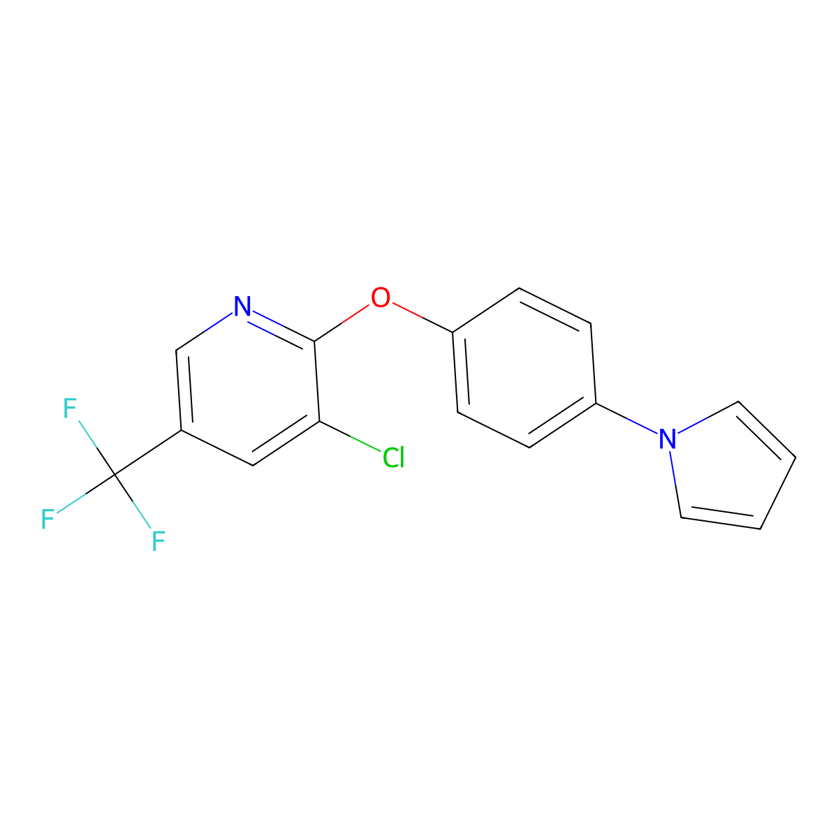 3-chloro-5-(trifluoromethyl)-2-pyridinyl 4-(1H-pyrrol-1-yl)phenyl ether molecular structure, CAS 338785-63-0