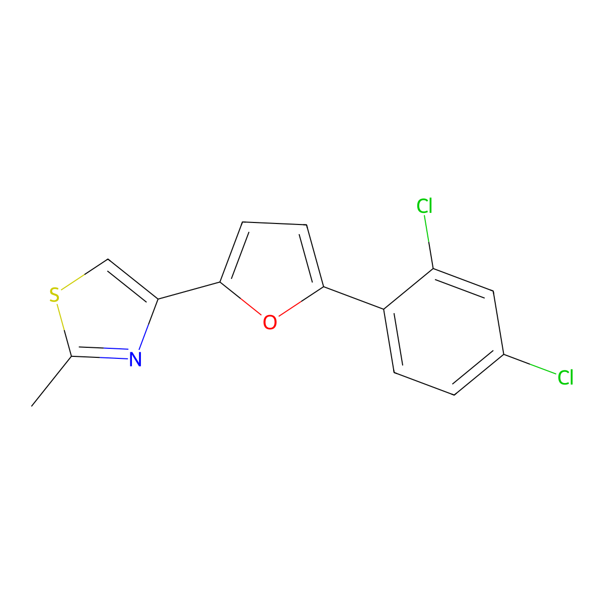 4-[5-(2,4-Dichlorophenyl)furan-2-yl]-2-methyl-1,3-thiazole molecular structure, CAS 338785-98-1