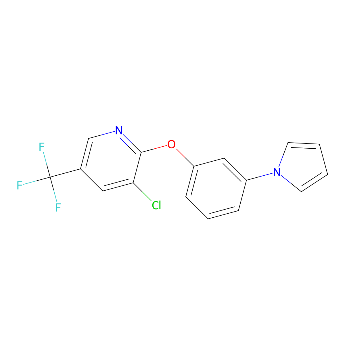 3-chloro-5-(trifluoromethyl)-2-pyridinyl 3-(1H-pyrrol-1-yl)phenyl ether molecular structure, CAS 338786-02-0