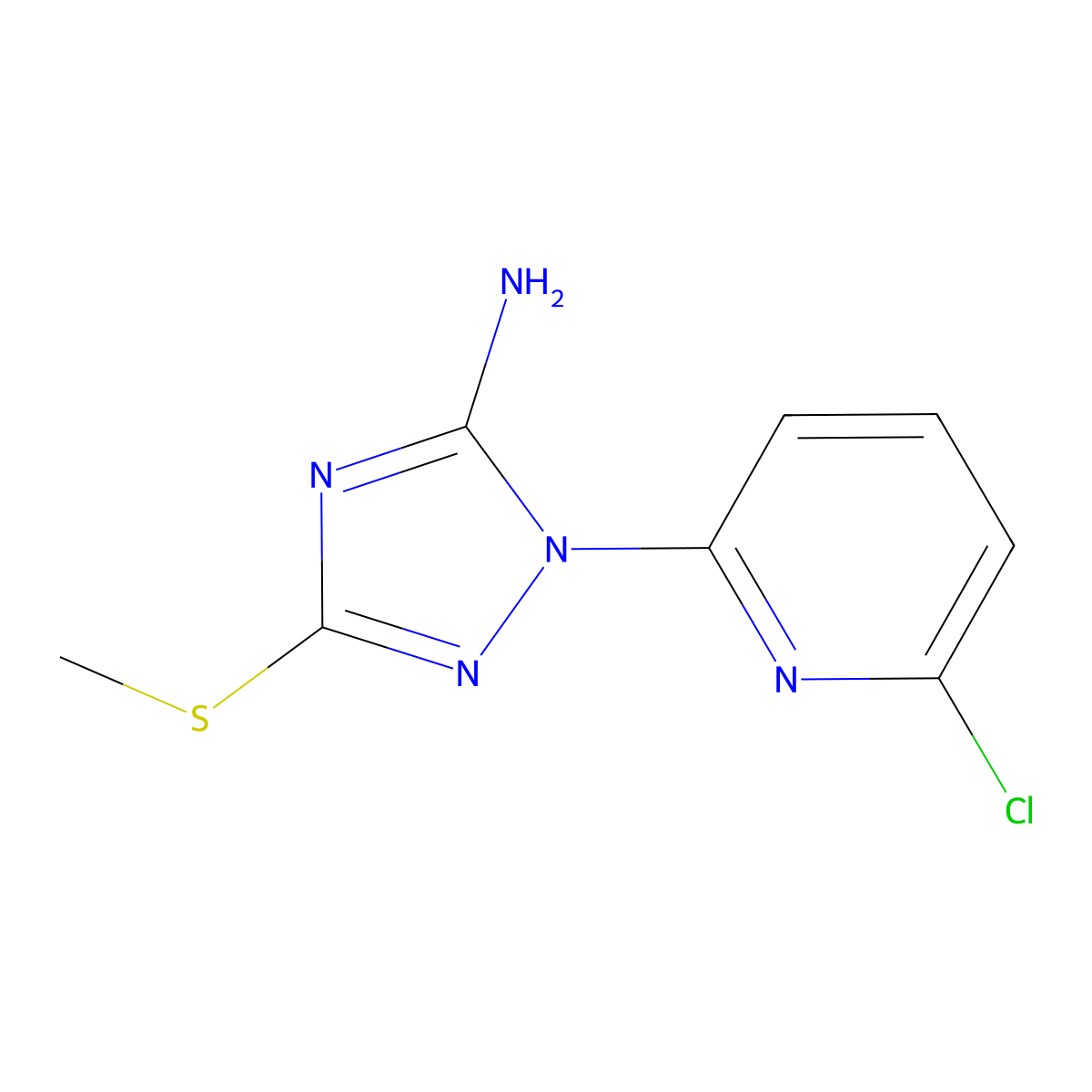 1-(6-chloro-2-pyridinyl)-3-(methylsulfanyl)-1H-1,2,4-triazol-5-amine molecular structure, CAS 338786-65-5