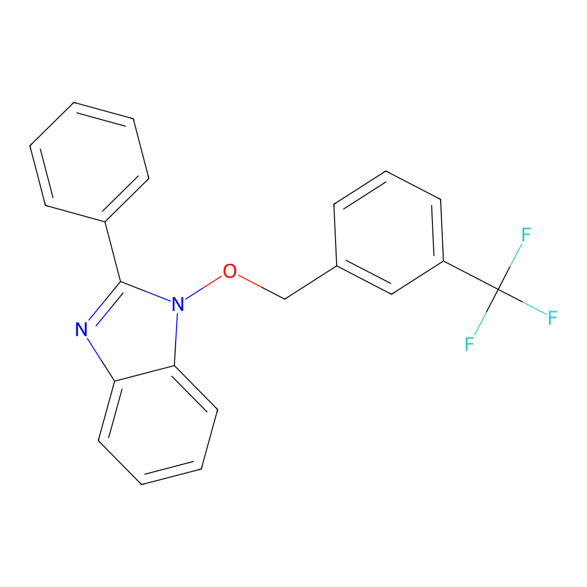 2-Phenyl-1-[[3-(trifluoromethyl)phenyl]methoxy]benzimidazole molecular structure, CAS 338791-19-8