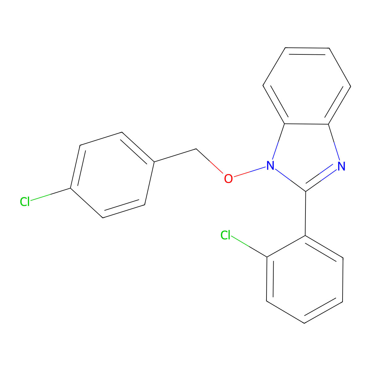 1-[(4-chlorobenzyl)oxy]-2-(2-chlorophenyl)-1H-1,3-benzimidazole molecular structure, CAS 338791-21-2