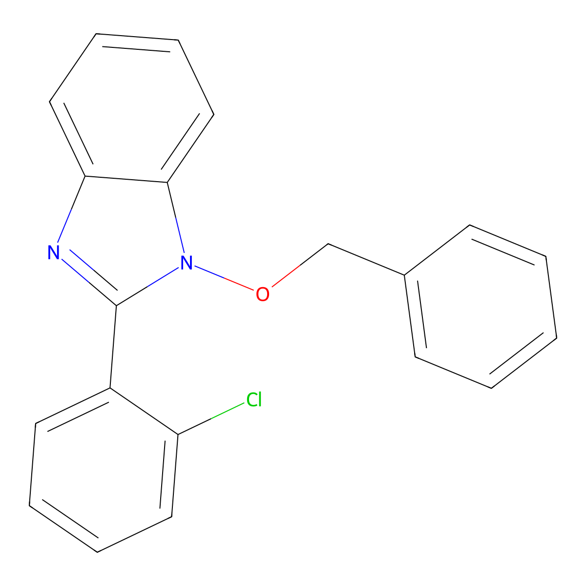 1-(benzyloxy)-2-(2-chlorophenyl)-1H-1,3-benzimidazole molecular structure, CAS 338791-22-3
