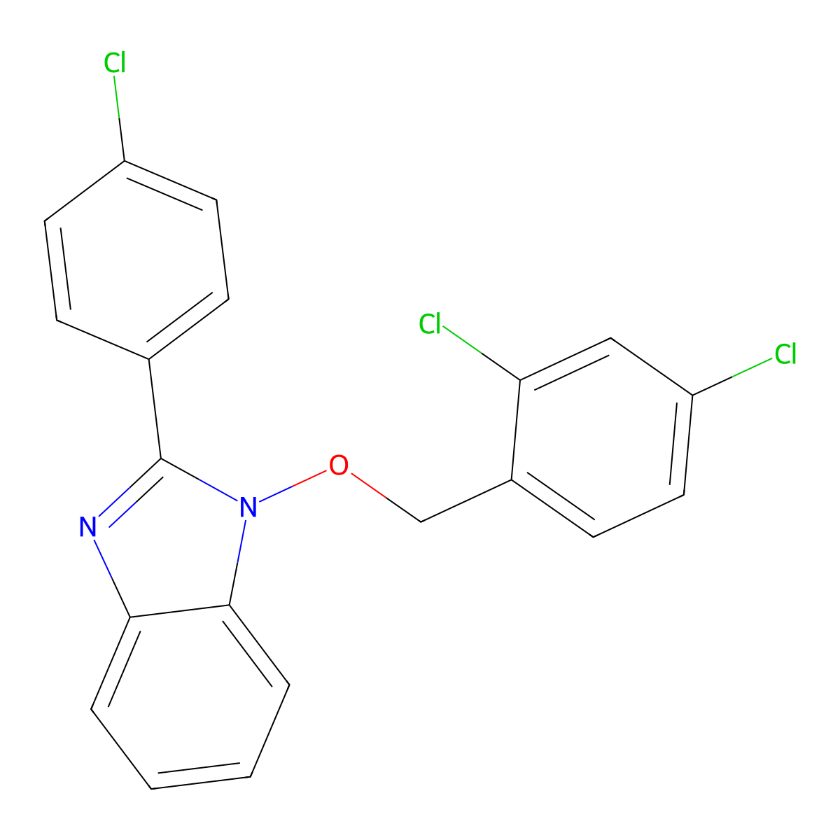 2-(4-chlorophenyl)-1-[(2,4-dichlorobenzyl)oxy]-1H-1,3-benzimidazole molecular structure, CAS 338791-26-7