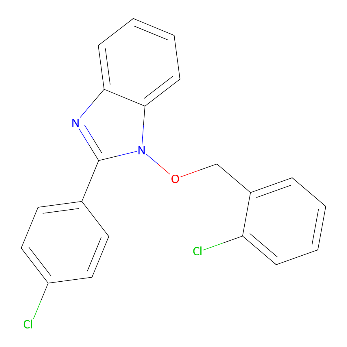 1-[(2-chlorobenzyl)oxy]-2-(4-chlorophenyl)-1H-1,3-benzimidazole molecular structure, CAS 338791-27-8