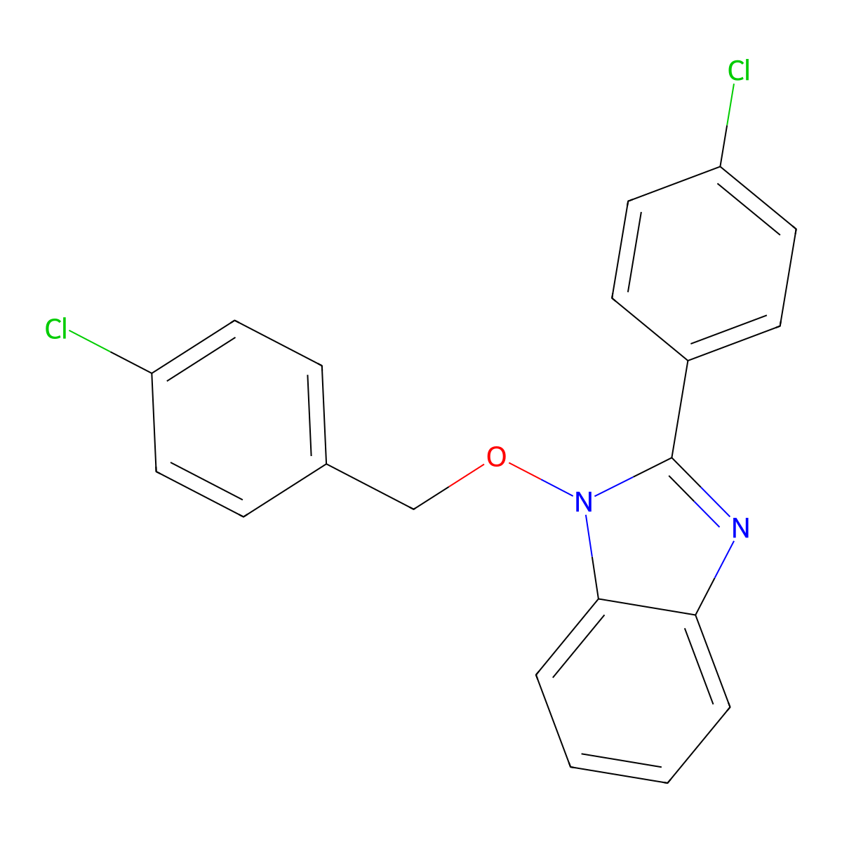 1-[(4-chlorobenzyl)oxy]-2-(4-chlorophenyl)-1H-1,3-benzimidazole molecular structure, CAS 338791-28-9