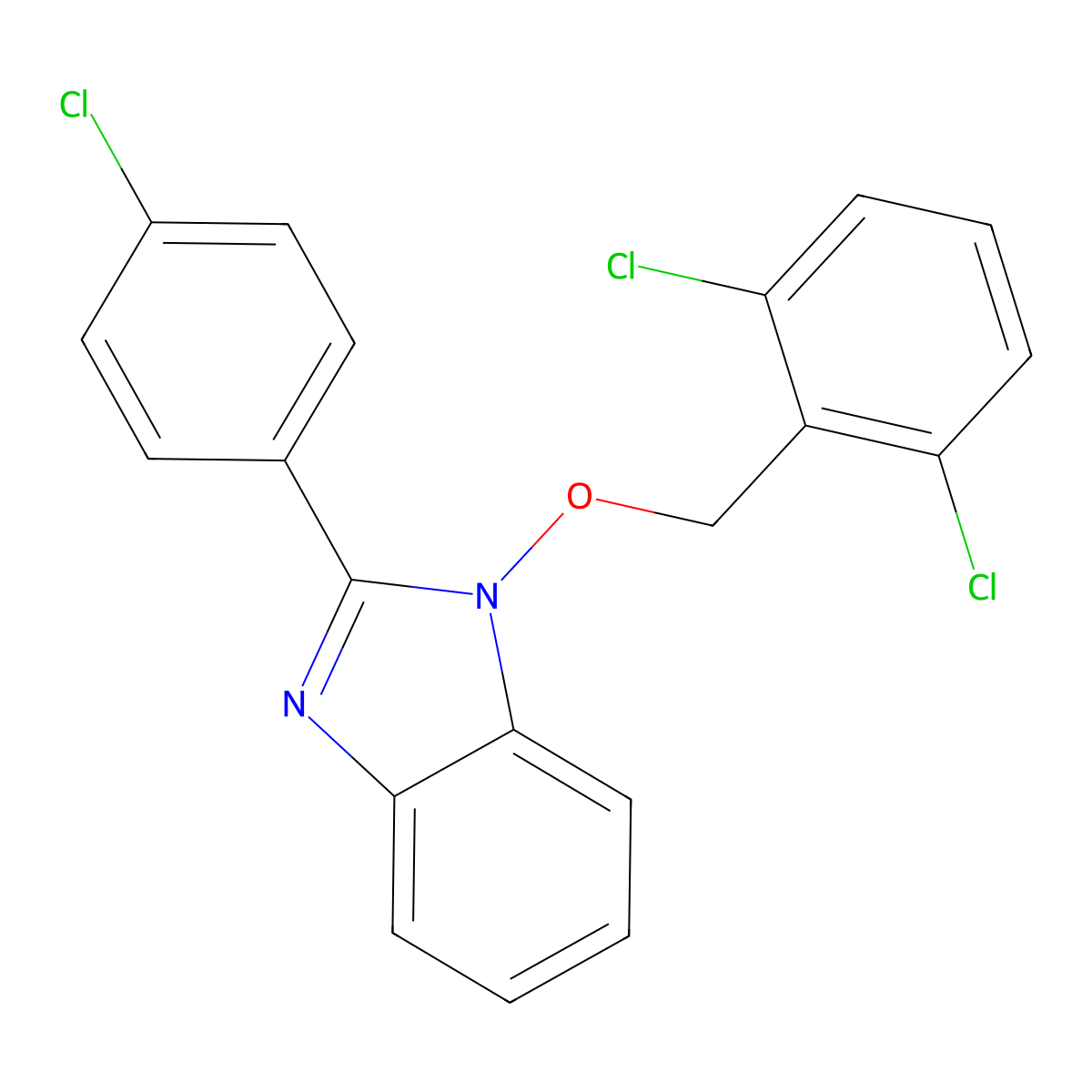 2-(4-chlorophenyl)-1-[(2,6-dichlorobenzyl)oxy]-1H-1,3-benzimidazole molecular structure, CAS 338791-29-0