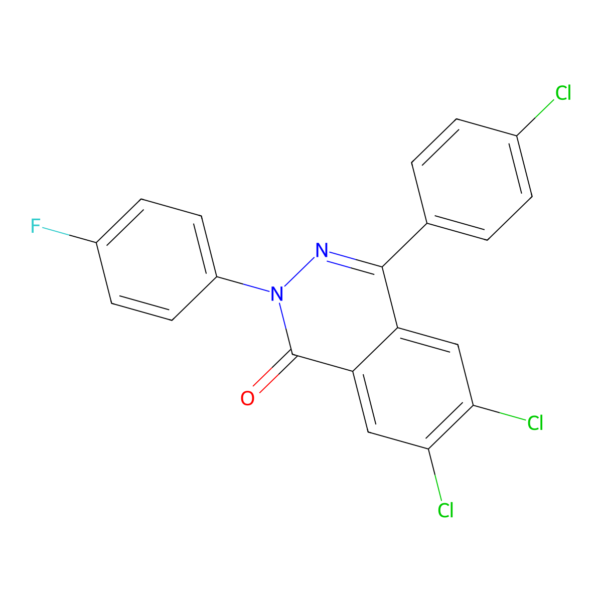 6,7-Dichloro-4-(4-chlorophenyl)-2-(4-fluorophenyl)phthalazin-1-one molecular structure, CAS 338791-30-3