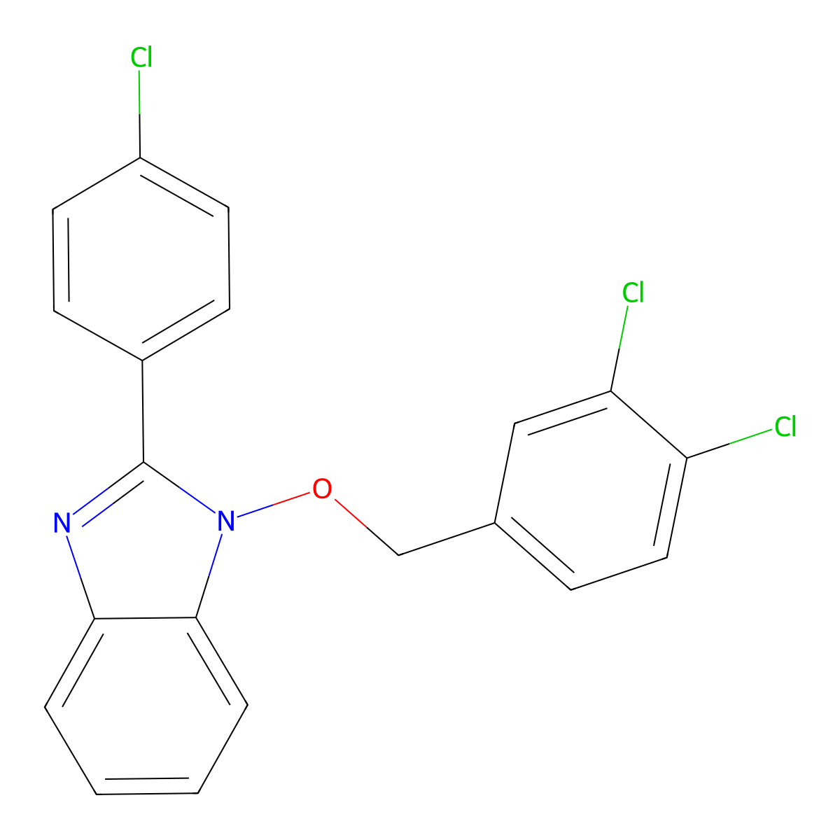 2-(4-chlorophenyl)-1-[(3,4-dichlorobenzyl)oxy]-1H-1,3-benzimidazole molecular structure, CAS 338791-31-4
