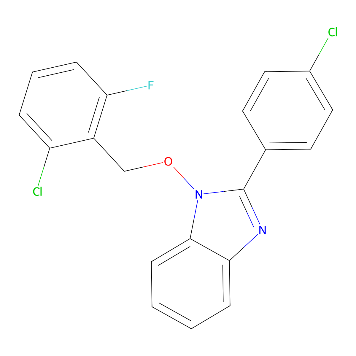 1-[(2-chloro-6-fluorobenzyl)oxy]-2-(4-chlorophenyl)-1H-1,3-benzimidazole molecular structure, CAS 338791-32-5