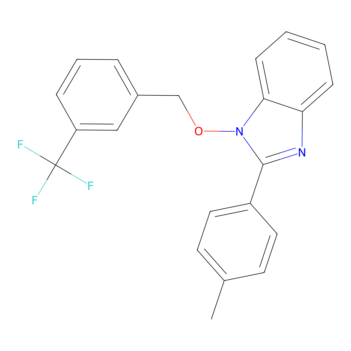 2-(4-methylphenyl)-1-{[3-(trifluoromethyl)benzyl]oxy}-1H-1,3-benzimidazole molecular structure, CAS 338791-34-7