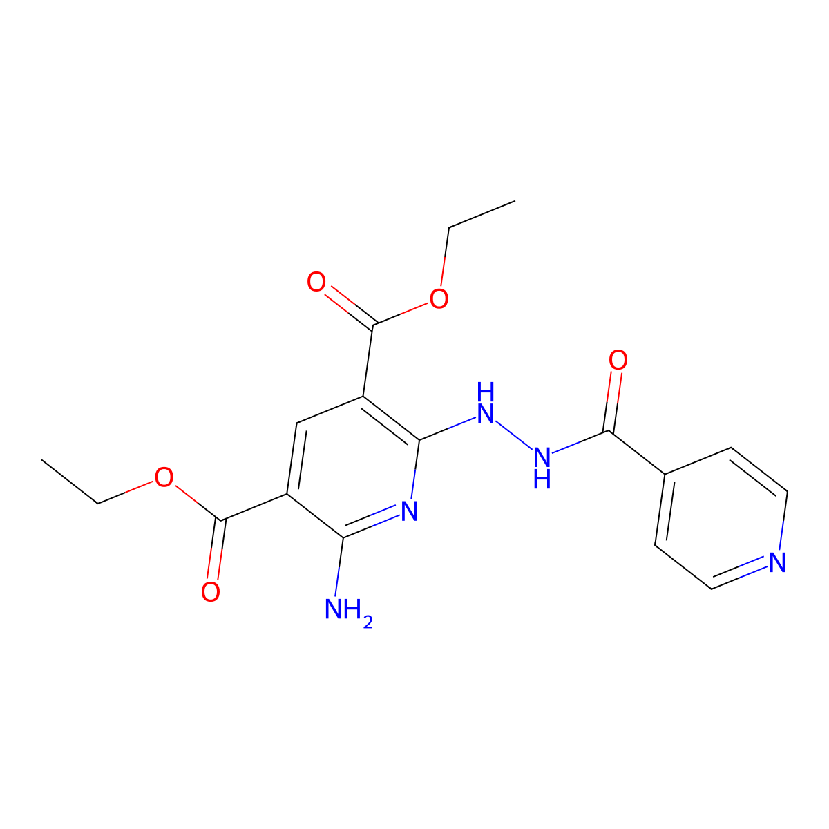 Diethyl 2-amino-6-(2-isonicotinoylhydrazino)-3,5-pyridinedicarboxylate molecular structure, CAS 338791-42-7