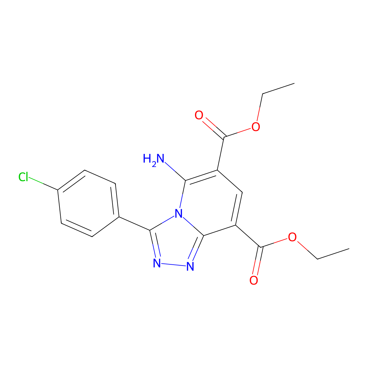 Diethyl 5-amino-3-(4-chlorophenyl)[1,2,4]triazolo[4,3-a]pyridine-6,8-dicarboxylate molecular structure, CAS 338791-46-1