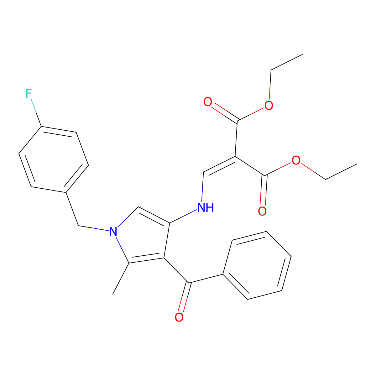 diethyl 2-({[4-benzoyl-1-(4-fluorobenzyl)-5-methyl-1H-pyrrol-3-yl]amino}methylene)malonate molecular structure, CAS 338791-56-3