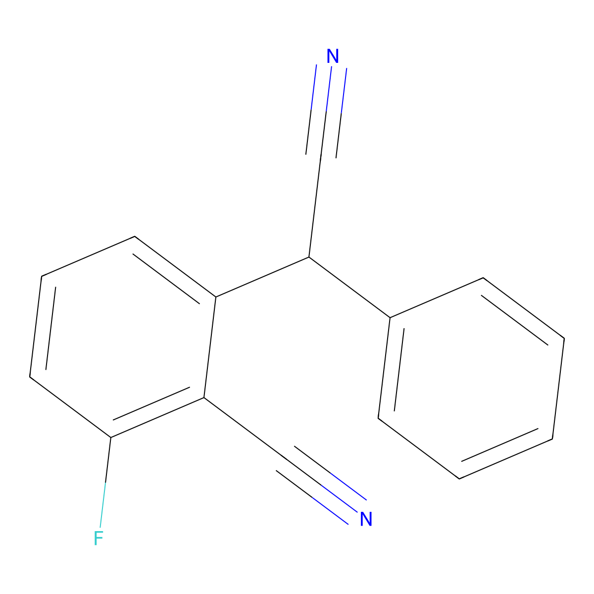 2-[Cyano(phenyl)methyl]-6-fluorobenzenecarbonitrile molecular structure, CAS 338791-66-5