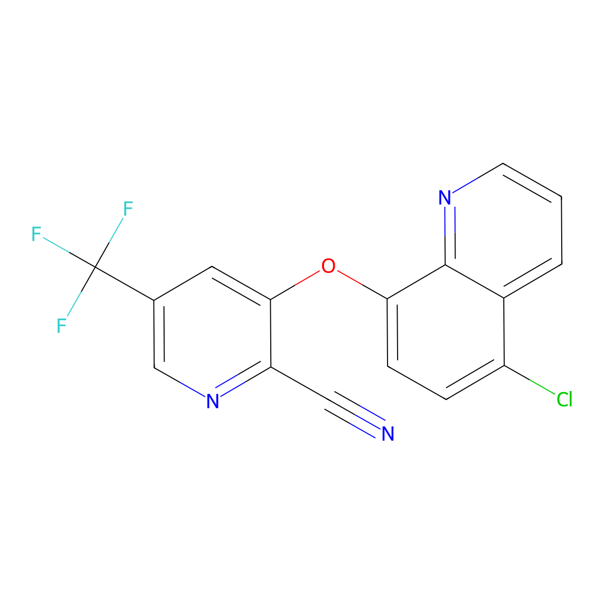 3-[(5-Chloro-8-quinolinyl)oxy]-5-(trifluoromethyl)-2-pyridinecarbonitrile molecular structure, CAS 338791-70-1