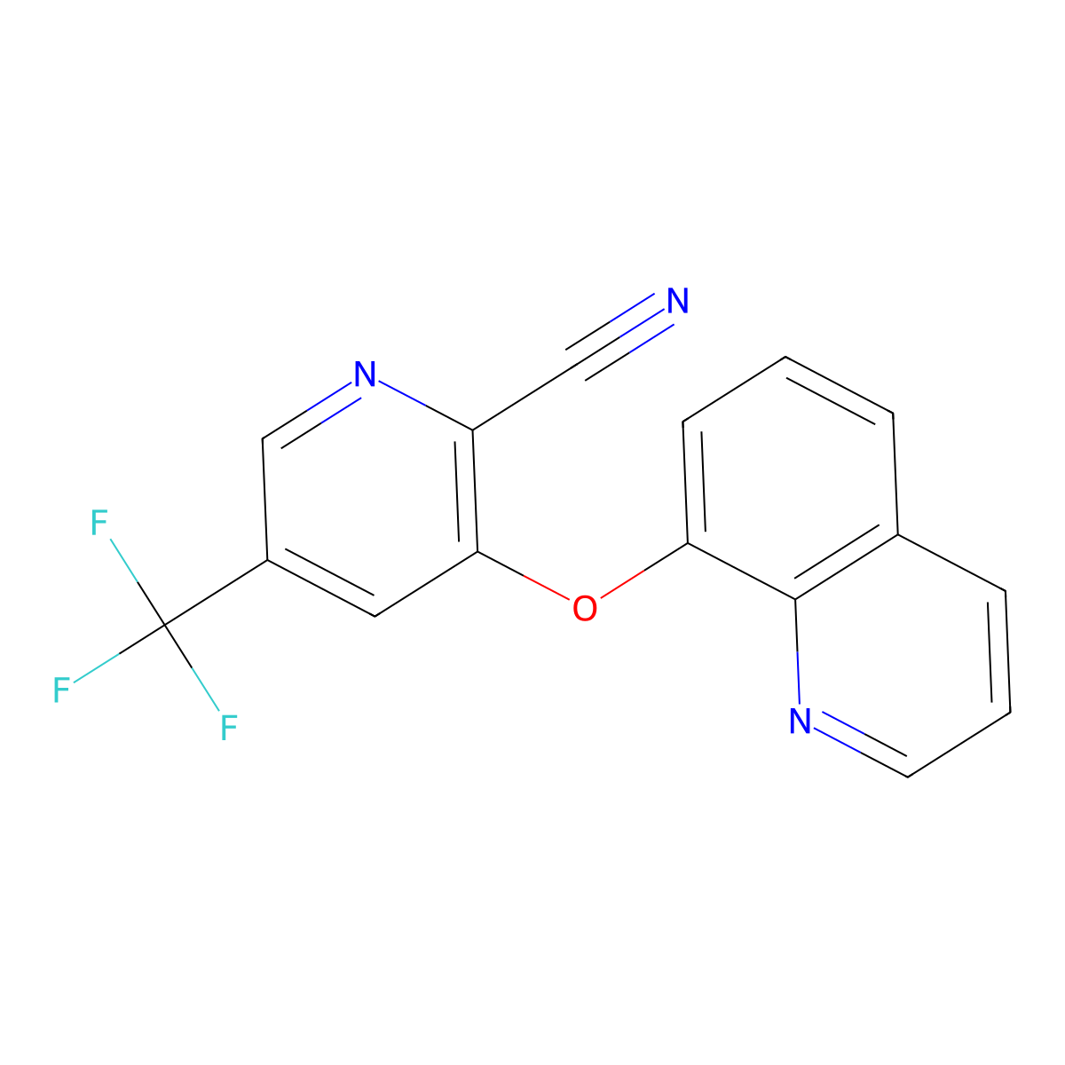 3-Quinolin-8-yloxy-5-(trifluoromethyl)pyridine-2-carbonitrile molecular structure, CAS 338791-72-3