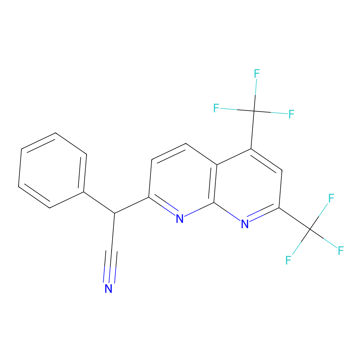 2-[5,7-Bis(trifluoromethyl)[1,8]naphthyridin-2-yl]-2-phenylacetonitrile molecular structure, CAS 338791-75-6