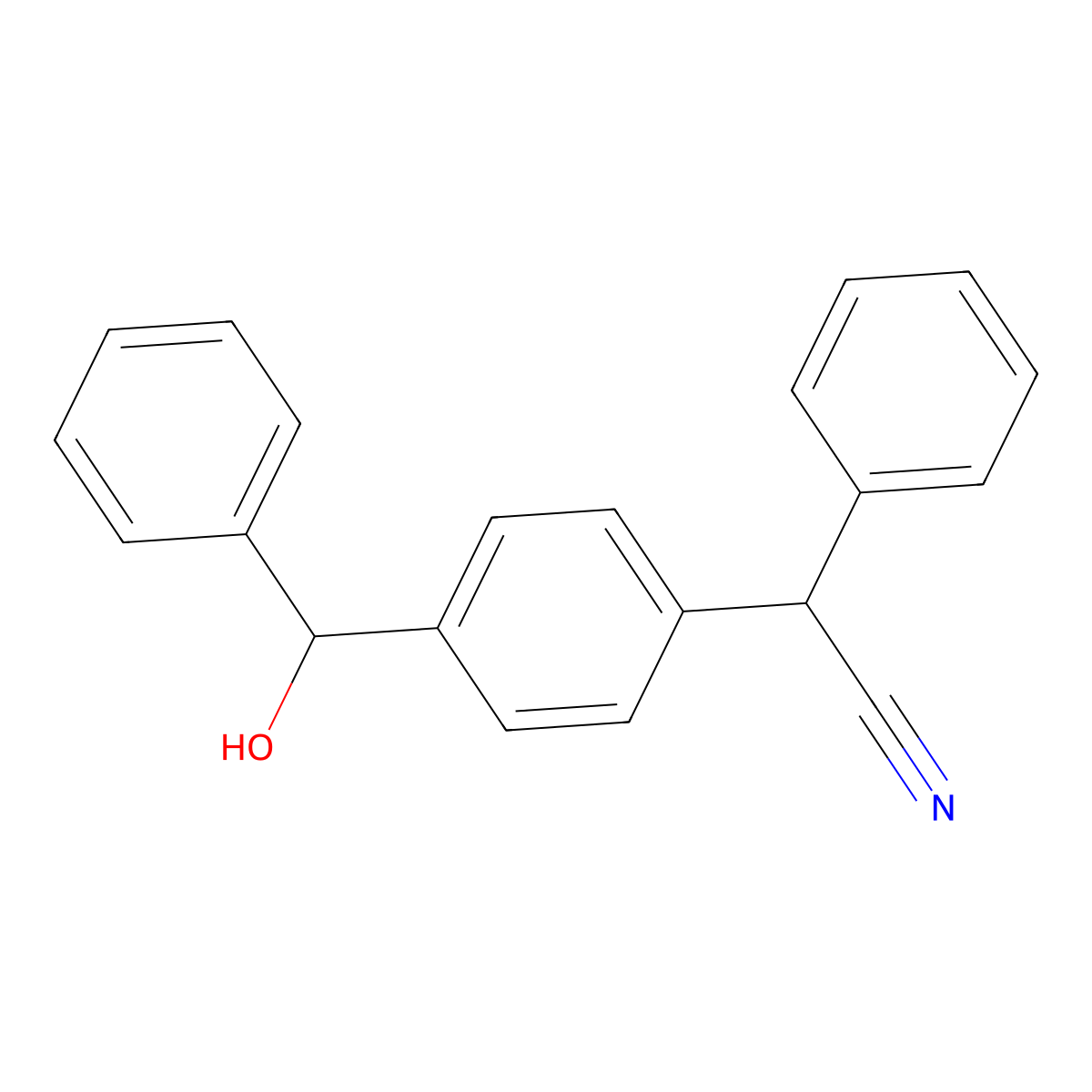 2-{4-[Hydroxy(phenyl)methyl]phenyl}-2-phenylacetonitrile molecular structure, CAS 338791-84-7
